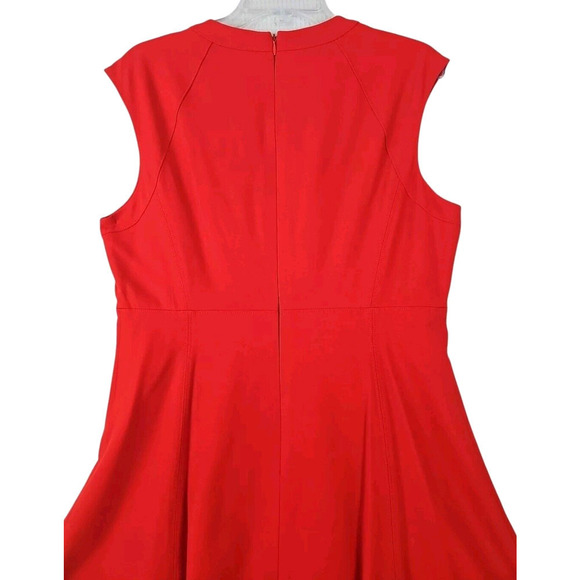 Antonio Melani ~Woman Size 12~ Coral Red Sleeveless Classic Sheath Dress V-Neck. - Picture 11 of 11
